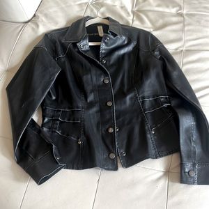 Faux Leather Fitted Jacket